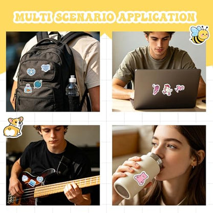 60 Pcs Funny Water Bottle Stickers for Kids | Cute Preppy Aesthetic Waterproof Vinyl Laptop Decals, Luggage Scrapbook Skateboard Phone Case DIY Decoer - color: Non-luminescent-493kscp