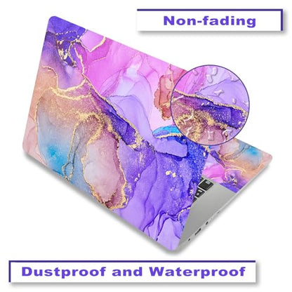 Laptop Decal Sticker Skin Cover, 11.6”12" 13" 13.3" 14" 15" 15.4" 15.6 inch Laptop Netbook Vinyl Skin Sticker Cover Art Notebook PC Protector (2 Wrist Pad Skins), Removable Reusable, Purple Marble - color: Purple Marble