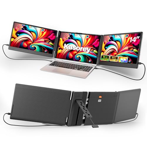 kasorey New Upgraded Laptop Screen Extender Portable Monitor, 1080P FHD IPS Screen, Monitor Extender for Laptop, Fit for 13-17" Laptops, Plug & Play Compatiable with Windows/Mac/Android/Switch