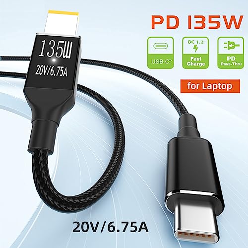 Type-C USB-C 135W to DC Rectangle 11.0 * 4.5mm Power PD Charge Cable for Thinkpad X1 Legion Y7000P Laptop DC20V 6.25A - style: 135W Rectangle
