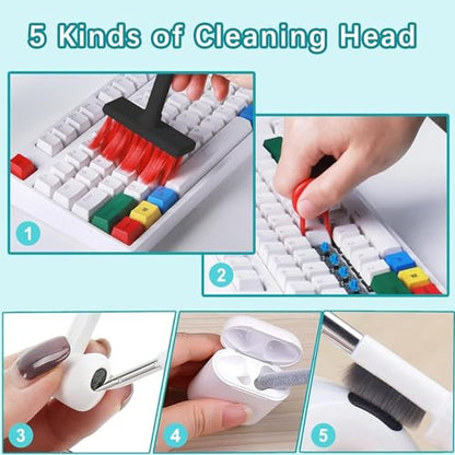 5 in 1 Keyboard Cleaning Brush Kit,Multifunctional Earbuds Cleaner with Keycap Puller,Cleaning Tools for Mechanical Keyboard,PC Laptop and Earphone (Red) - color: Red