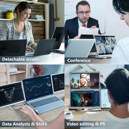 ROYY Laptop Screen Extender Double Monitor - 15.6" Detachable Portable Computer Monitor, FHD 1080P IPS 235 Degrees Rotation Extra Screen Compatible with Mac Wins Dex Chrome Fits 13-17" Laptop - size: 15.6" Screen Extenders