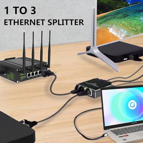 Pushua 1000Mbps Ethernet Splitter High Speed 1 to 3, Gigabit LAN Splitter (3 Devices Simultaneous Networking), RJ45 Splitter Adapter with USB Power Cable, Internet Splitter for Cat5/5e/6/7/8 Cable - style: 1to3