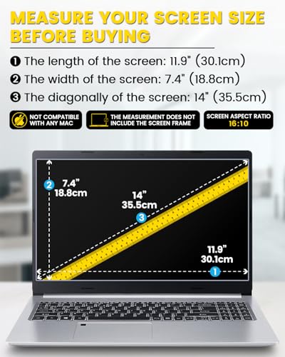F FORITO 14 Inch 16:10 Laptop Privacy Screen Protector, 360° Anti Peeping and Anti Glare Laptop Privacy Shield Compatible with All 14" Laptops with 16:10 Aspect Ratio - size: 14 Inch Computer with 16:10 Aspect Ratio