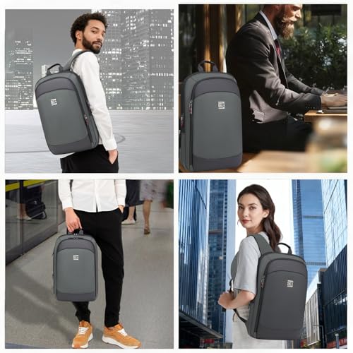 Business Backpack for Men 15.6 Inch,Slim & Expandable Waterproof Travel Laptop Backpack - color: Grey