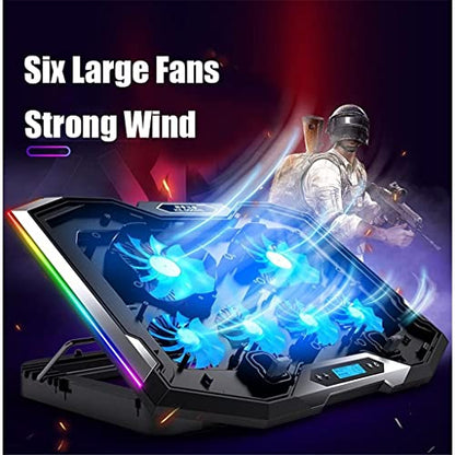 Laptop Cooling Pad, Laptop Cooler with 6 Quiet Led Fans for 15.6-17 Inch Laptop Cooling Fan Stand, Portable Ultra Slim USB Powered Gaming Laptop Cooling Pad
