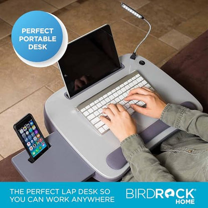 Sofia + Sam Multi Tasking Memory Foam Lap Desk with USB Light (Silver) | Supports Laptops Up to 15 Inches - color: Silver