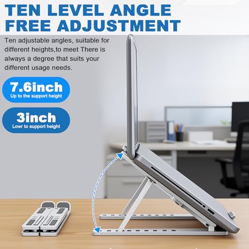 Laptop Stand - Foldable Laptop Stand for Desk Anti-Slip,Compatible for Business Trip,Library,Cafe(White) - color: White