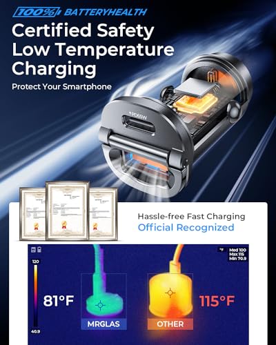 125W Fast iPhone 17/16 Car Charger with USB C Cable | PD65W & QC65W, All Metal, Flush Fit, Cigarette Lighter USB Adapter for iPhone 17 16 Samsung S26 S25 Ultra Pixel 10