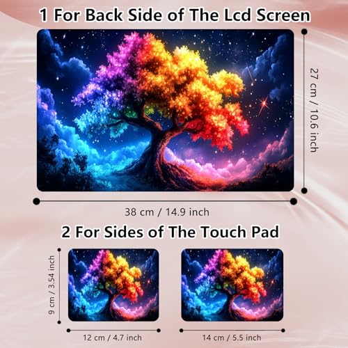 Laptop Skin Sticker Decal 12" 13" 13.3" 14" 15" 15.6",Waterproof Scratch Resistant Vinyl,Reusable Easy to Apply,for MacBook HP Dell Notebooks Netbooks Laptop,2 Wrist Pads,Colorful Tree - color: Colorful Tree
