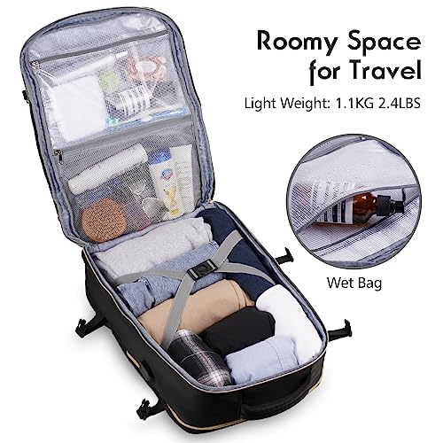 Large Travel Backpack Women, Flight Approved Carry On Backpack, Water Resistant Anti-Theft Casual Daypack Bag Fit 18.4 Inch Laptop with USB Charging Port, Black - color: Black, size: 18.4 inch