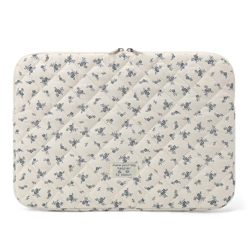 Puffy Laptop Sleeve 13-15.6 Inch Cute Quilted Laptop Protective Case Padded Floral Computer Sleeve for MacBook (A-Light Blue, 13 Inch) - color: Navy Floral, size: 13 Inch