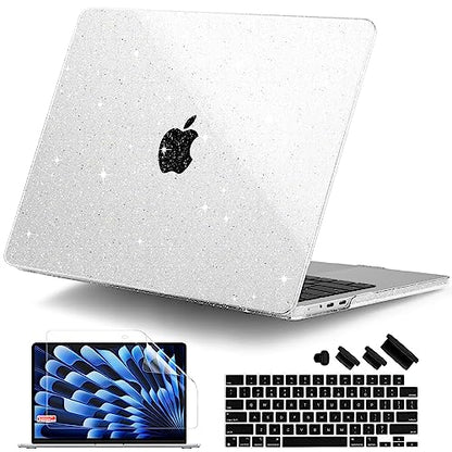 Clear Glitter Case for MacBook Air 15 Inch M5 M4 M3 M2 (2026-2023) A3448 A3241 A3114 A2941, Protective Hard Shell Cover Compatible with Touch ID & Liquid Retina Display - Star Clear - color: Star Clear