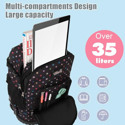 Tilami Rolling Backpack for Kids 19 inch with Lunch Bag Wheeled Laptop Backpack,Colors - color: Colors