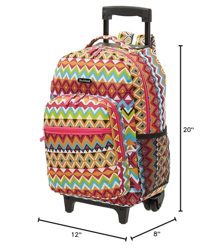 Rockland Double Handle 17" Rolling Backpack, Tribal - color: TRIBAL, size: One Size