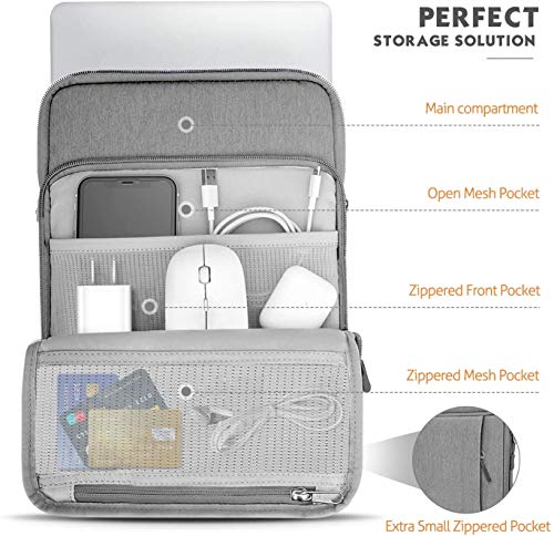 MoKo 13.3-14 Inch Laptop Sleeve Bag Carrying Case with Accessory Pocket | Fits MacBook Pro 14-inch M3/M2, MacBook Pro 13-inch M2/M1, MacBook Air 13.6-inch M2 and Surface Pro 9/8, Light Gray - color: Light Gray, size: 13.3-14 Inch