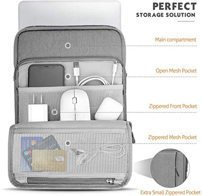 MoKo 13.3-14 Inch Laptop Sleeve Bag Carrying Case with Accessory Pocket | Fits MacBook Pro 14-inch M3/M2, MacBook Pro 13-inch M2/M1, MacBook Air 13.6-inch M2 and Surface Pro 9/8, Light Gray - color: Light Gray, size: 13.3-14 Inch