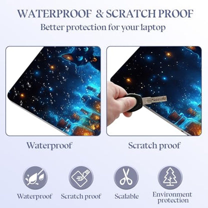 Universal Laptop Skin Sticker Decal,15.6 Inch Laptop Vinyl Cover for 13" 14" 15.6" Laptop,Scratch-Resistant Waterproof Protector Wrap,Reusable with Wrist Pads,Cosmic Witch Cat Potions - color: Cosmic Witch Cat Potions