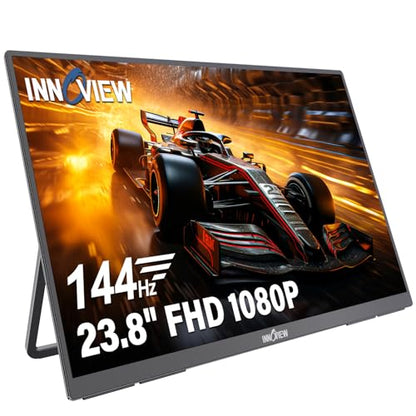 InnoView Large Portable Monitor 23.8inch FHD 1080P 144Hz USB-C, HDMI Computer Display HDR 100% sRGB IPS Gaming Monitor W/180°Adjustable DC Eyes Care Stand for Laptop PC MAC Phone PS4 Xbox Switch - size: 23.8" 1080P 144Hz