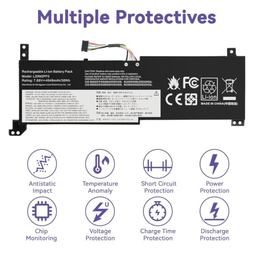 L20C2PF0 L20M2PF0 Laptop Battery Replacement for Lenovo IdeaPad 3-14ADA6 3-14ALC6 3-14ITL6 3-14ABA7 3-15ADA6 3-15ITL6 3-15ALC6 3-17ALC6 3-17ITL6 V14 V15 V17 G2-ALC G3-ABA Series L20L2PF0 38Wh - size: L20M2PF0 12.60 × 6.50 × 0.94 in