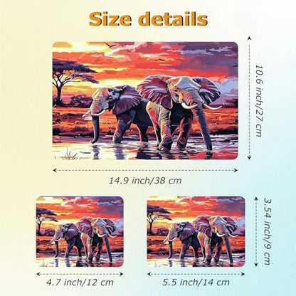 Universal Laptop Skin Sticker with 2 Wrist Pad Decals, 3-Piece Removable Vinyl Laptop Cover, Elephants Sunset Waterproof Anti-Scratch, Easy-Trim Fit for 13.3" 14" 15.6" Laptops - color: Elephants Sunset