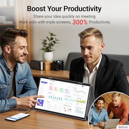 ELECROW Laptop Screen Extender 15.6" 1080P Dual Portable Monitor, USB C HD 360° Rotation Foldable Travel Extended Computer Display with Stand for Laptop PC Windows Mac, VESA Mountable (Plug & Play)