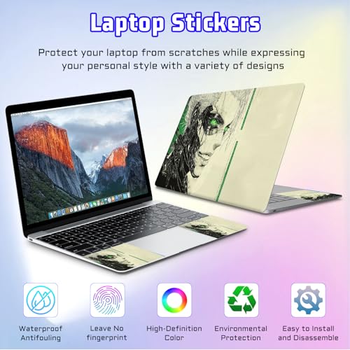 Universal Laptop Skin Sticker Decal, Compatible with MacBook HP Dell Lenovo 12"-15.6", Reusable Vinyl Notebook Cover 3PCS Set, High-Recognition Film-Cyberpunk Android Man - color: Cyberpunk Android Man