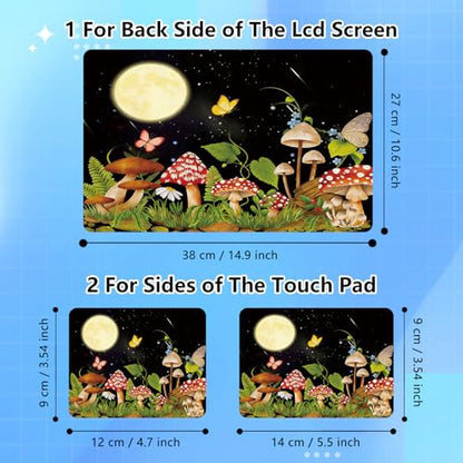 Universal Laptop Skin Sticker Decal for 11.6”12" 13" 13.3" 14" 15" 15.4" 15.6" Reusable Waterproof Scratch-Scratch Resistant Protective Vinyl Laptop Skin Stickers - Mushrooms Butterfly Flower Moon - color: Mushrooms Butterfly Flower Moon