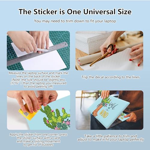 Universal Laptop Skin Sticker with 2 Wrist Pad Skins, Waterproof Scratch Resistant Vinyl Laptop Cover Decal, Cut to Fit for 11–15.6 Inch MacBook HP Dell Lenovo, Cactus Boots - color: Cactus Boots