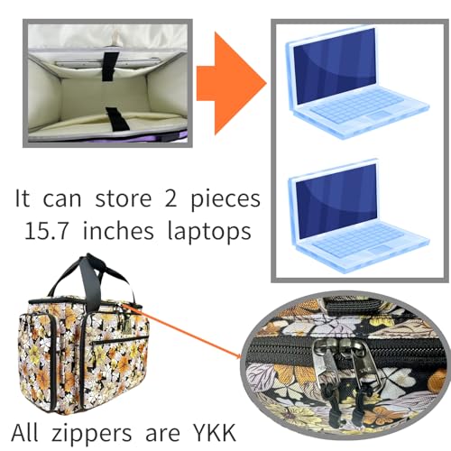 Rolling Teacher Bag with Five 360-Degree Rotating Wheels,Fits for 15.6" Laptop - color: Floral