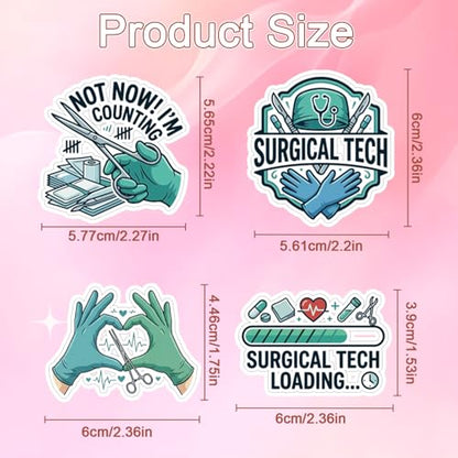 100 Pcs Surgical Tech Stickers Surgical Technologist Gifts | Surgical Tech Stickers for Appreciation, Waterproof Vinyl, Doctor Decals for Luggage Guitar Laptop Journaling Water Bottle - style: Surgical Tech