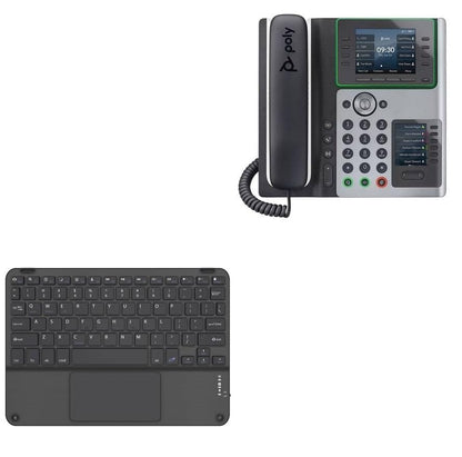 BoxWave Keyboard Compatible with Poly Edge E450 - SlimKeys Bluetooth Keyboard with Trackpad, Portable Slim TouchPad - Jet Black