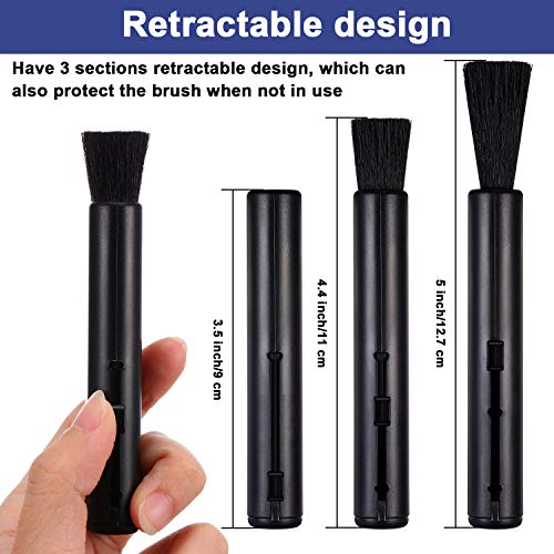 Patelai 6 Pack Retractable Keyboard Cleaning Brushes, Anti-Static Soft Bristle Mini Electronics Duster for Laptop, Camera, Phone, Car Interior, Black/Silver