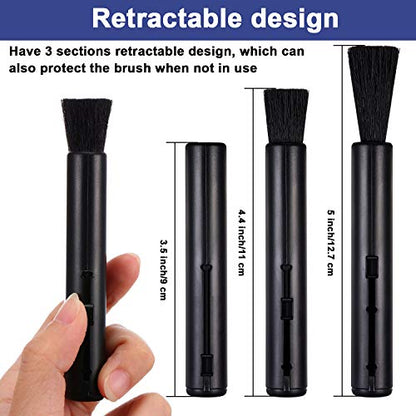 Patelai 6 Pack Retractable Keyboard Cleaning Brushes, Anti-Static Soft Bristle Mini Electronics Duster for Laptop, Camera, Phone, Car Interior, Black/Silver
