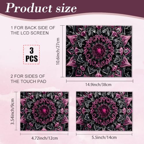 PLIGREAT 15 Inches Laptop Decal Sticker Skin Cover, Dark Mandala Laptop Sticker Decals Fits 12" to 15" Laptops Universal Waterproof Removable, Purple Grey - color: Purple Grey