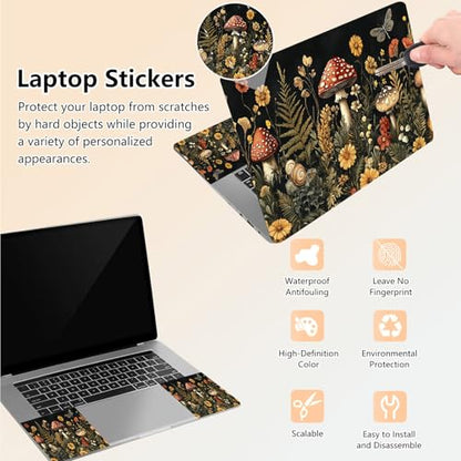 Laptop Skin Sticker Decal 15.6 Inch,12 13 13.3 14 15 15.6 in Laptop Netbook Skins for Notebook,Art Decal Removable Waterproof Scratch Resistant,Universal Vinyl Cover,Mushroom Forest - color: Mushroom Forest