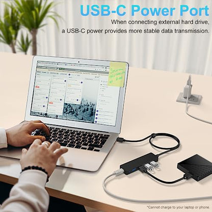 Aceele 4-Port USB 3.0 Hub, Ultra-Slim Data USB Hub with 2ft Extended Cable [Charging Not Supported], USB Extender for MacBook, Mac Pro, Mac mini, iMac, Surface Pro, XPS, PC, Flash Drive, Mobile HDD - style: 2ft (4A)