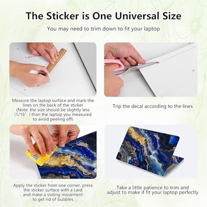 Laptop Skin Sticker Decal, Universal Reusable Vinyl Laptop Cover for 12" 13" 13.3" 14" 15" 15.4" 15.6" Notebook PC, Waterproof Scratch-Resistant with 2 Wrist Pads, Easy to Apply & Remove,Blue Marble - color: Blue Marble