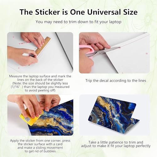 Laptop Skin Sticker Decal, Universal Reusable Vinyl Laptop Cover for 12" 13" 13.3" 14" 15" 15.4" 15.6" Notebook PC, Waterproof Scratch-Resistant with 2 Wrist Pads, Easy to Apply & Remove,Blue Marble - color: Blue Marble