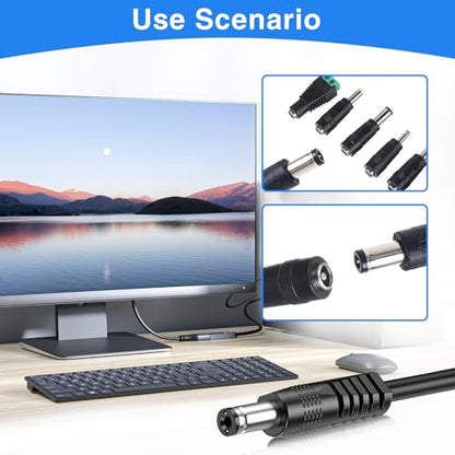 11Pcs DC Adapter Plug, Universal 5.5 x 2.1mm DC AC Power Connector | Power Supply Plug Jack Tips for Monitor, Webcam, Router, Mini PC, CCTV, Bluetooth Speaker