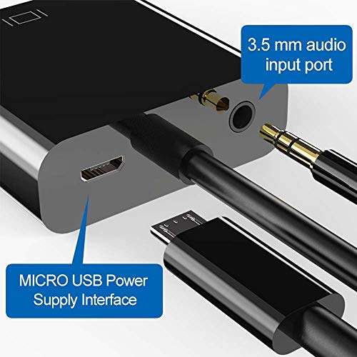 HDMI to VGA Adapter, HDMI-VGA 1080P Converter with 3.5mm Audio Jack and USB Power Supply for HDMI Laptop, PC, PS4, Blue Ray Player, Raspberry Pi, Xbox to VGA Monitor, Projector and More