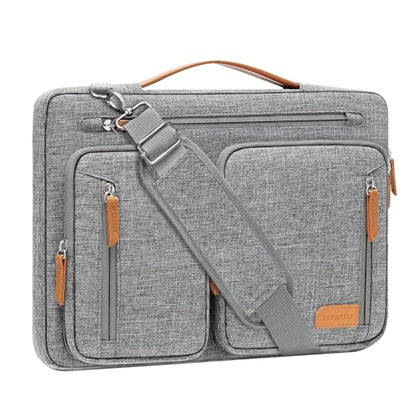 MOSISO 360 Protective Laptop Bag, Computer Bags | Side Open Messenger Bag with Trolley Sleeve&5 Pockets - color: Gray