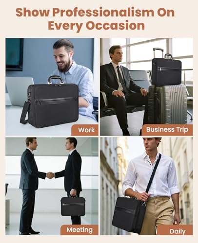 Jetviivid Laptop Briefcase for Men, 15.6-16 inch Lightweight Attache Case | 120° Opening Design,Professional Business Work Bag Computer Carrying Case