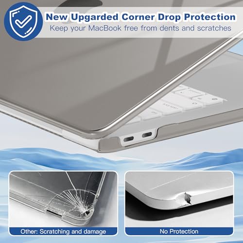 for MacBook Neo 13 inch Case 2026, Ultra-Thin Shockproof Hard Shell Laptop Cover with Keyboard Cover & Screen Protector, Anti-Scratch Accessories Kit, Crystal Grey - color: Crystal Grey