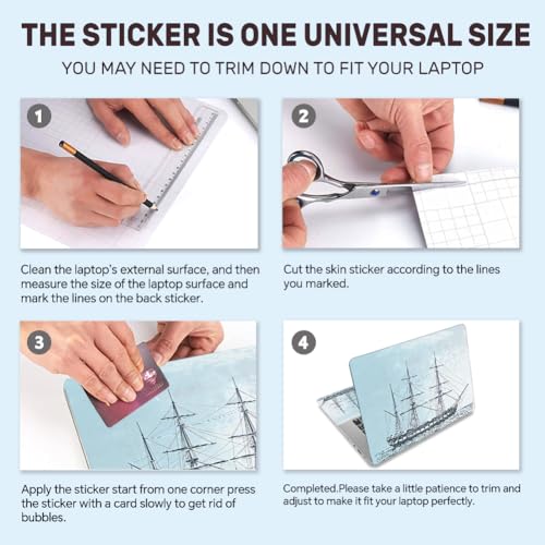 3Pcs Ship Series Laptop Skin Sticker Universal Removable Vinyl Stickers Fits for 12.1 13 14 15.6 16 Inch Waterproof Notebook Decal Cover Gift - style: boat