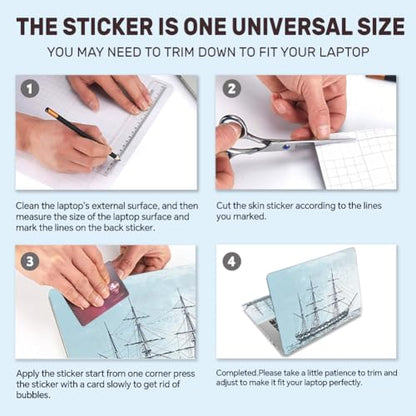 3Pcs Ship Series Laptop Skin Sticker Universal Removable Vinyl Stickers Fits for 12.1 13 14 15.6 16 Inch Waterproof Notebook Decal Cover Gift - style: boat