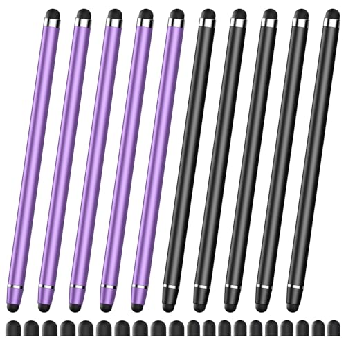 Stylus Pen for Touchscreen ipad,2-in-1 High Precision Stylus,ipad Pencil. | Rubber Tip,High Sensitivity,No Charging,Suitable for iPad,iPhone,Tablets,Nintendo Switch and Android Devices,20 Tips - color: Purple/Black