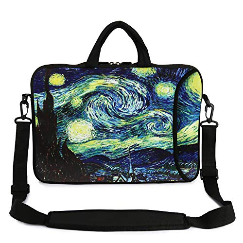 Violet Mist 14 Inch Laptop Shoulder Bag Carrying Case Laptop Sleeve 15 15.4 15.6 Inch Computer Messenger Bag Neoprene Waterproof Protective Tablet Handbag Handle Shoulder Strap, Starry Sky - color: Starry Sky, size: For 14"15"-15.6"