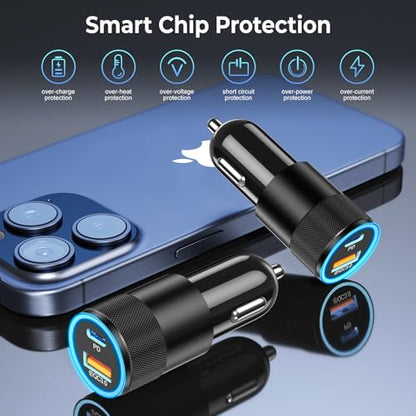 6 Pack USB C Car Charger, Ancekoy 38W USB-C + USB-A Car Charger Adapter | Fast Charge PD/QC 3.0 Cigarette Lighter Adapter USB Charger Plug for iPhone 17/16/15/14/13/12/11/Pro Max, iPad, Samsung - color: Black, size: 6-Pack
