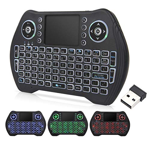 Backlit Mini Keyboard,2.4GHz Wireless Mini Keyboard with Touchpad Mouse Handheld Remote Control for PC, Raspberry Pi 2, Pad, Smart TV, Android TV Box